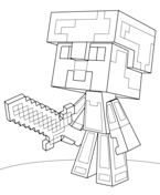 Minecraft steve coloring page free printable coloring pages