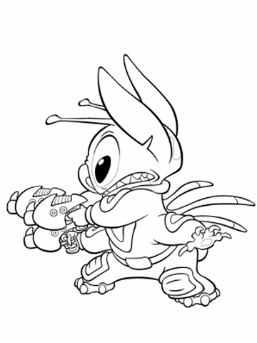 Stitch and his weapon coloring page free printable coloring pages