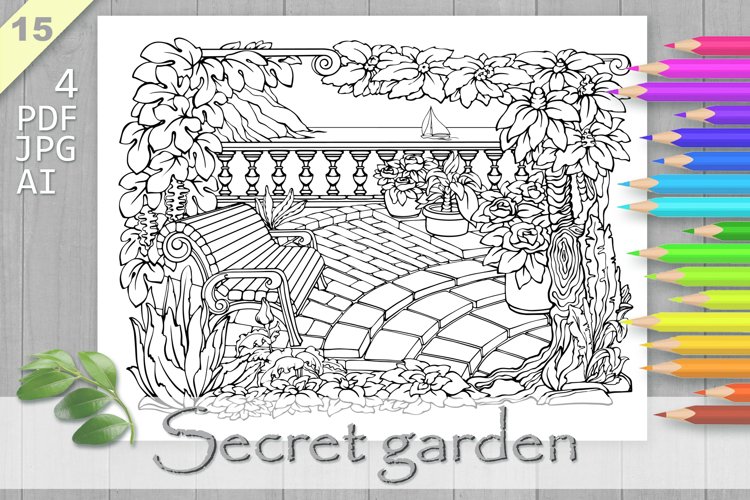 Secret garden coloring page printable adult