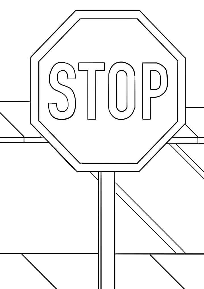 Stop sign on road coloring page