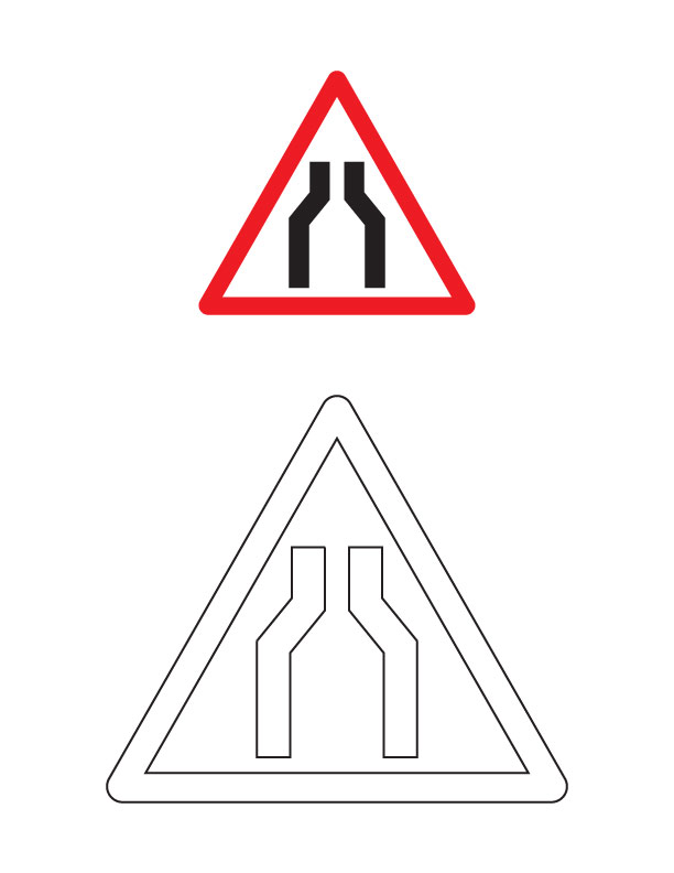 Narrow road ahead traffic sign coloring page download free narrow road ahead traffic sign coloring page for kids best coloring pages