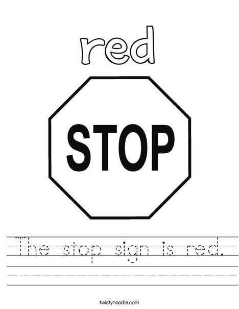 The stop sign is red worksheet
