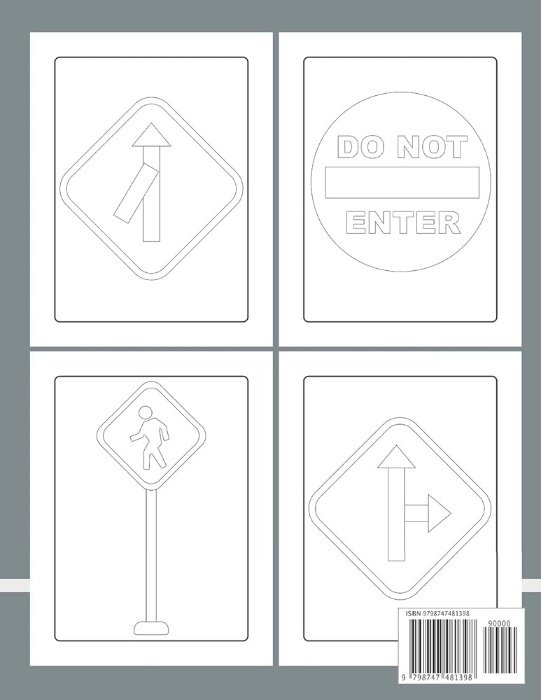 Traffic signs coloring book for kids road signs activity books the road book gift for kids and toddler boys and girls vol