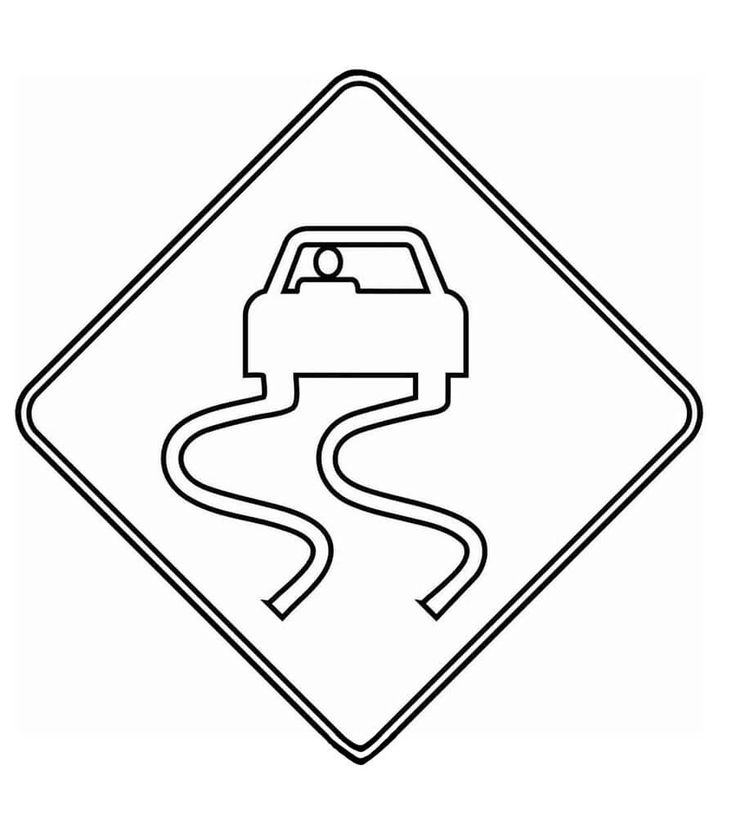 Slippery when wet sign coloring page