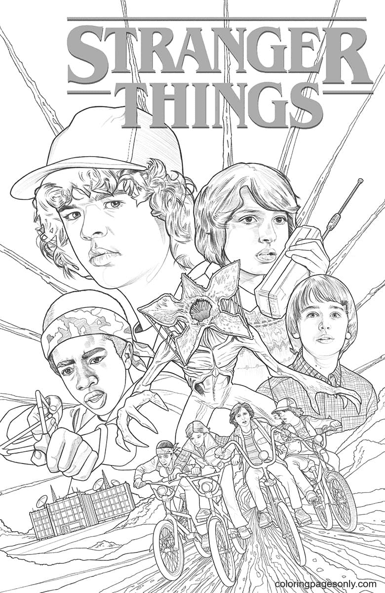 Stranger things coloring pages printable for free download