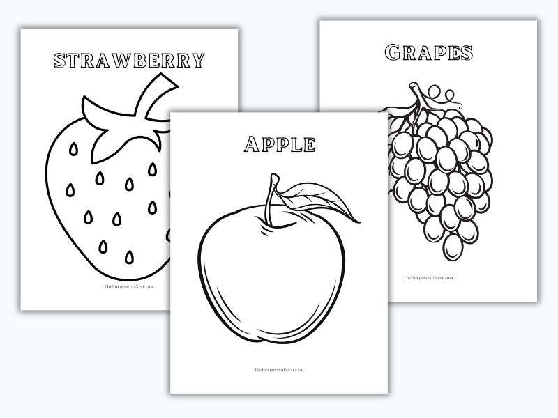 Fruit coloring pages free printable