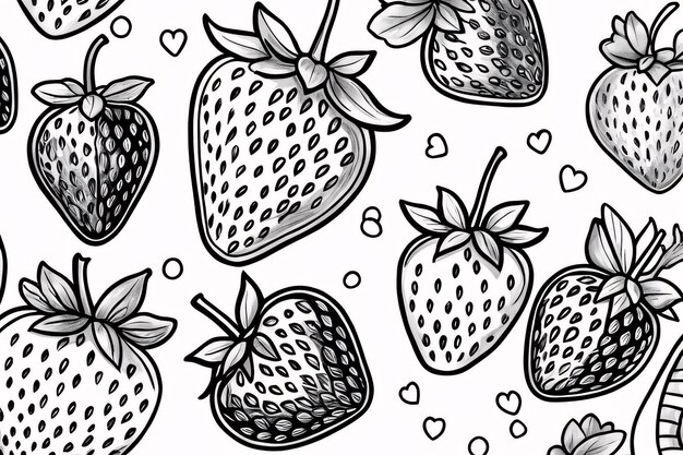 Premium ai image strawberries coloring page printable quality black white poster quality pattern sticker