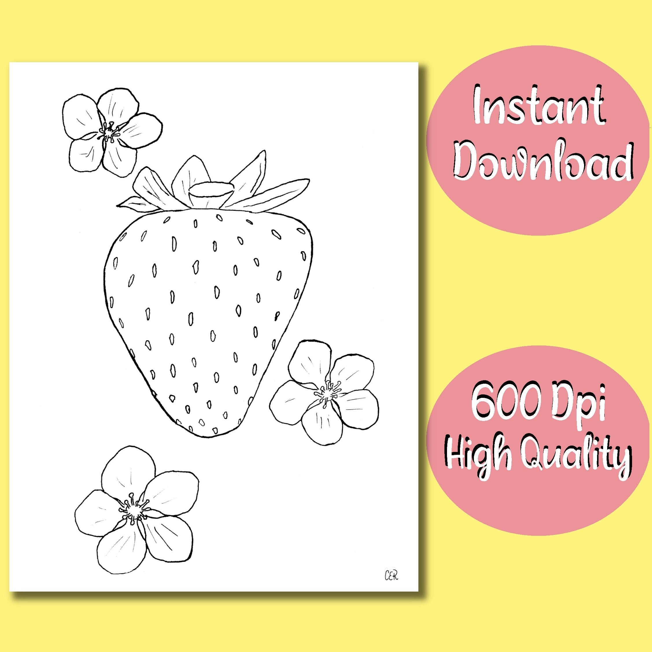 Strawberry flower printable coloring page