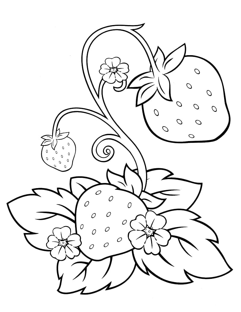 Cute strawberry coloring page