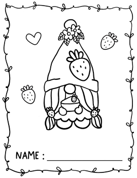 Printable strawberry gnome coloring pages by chonnieartwork tpt