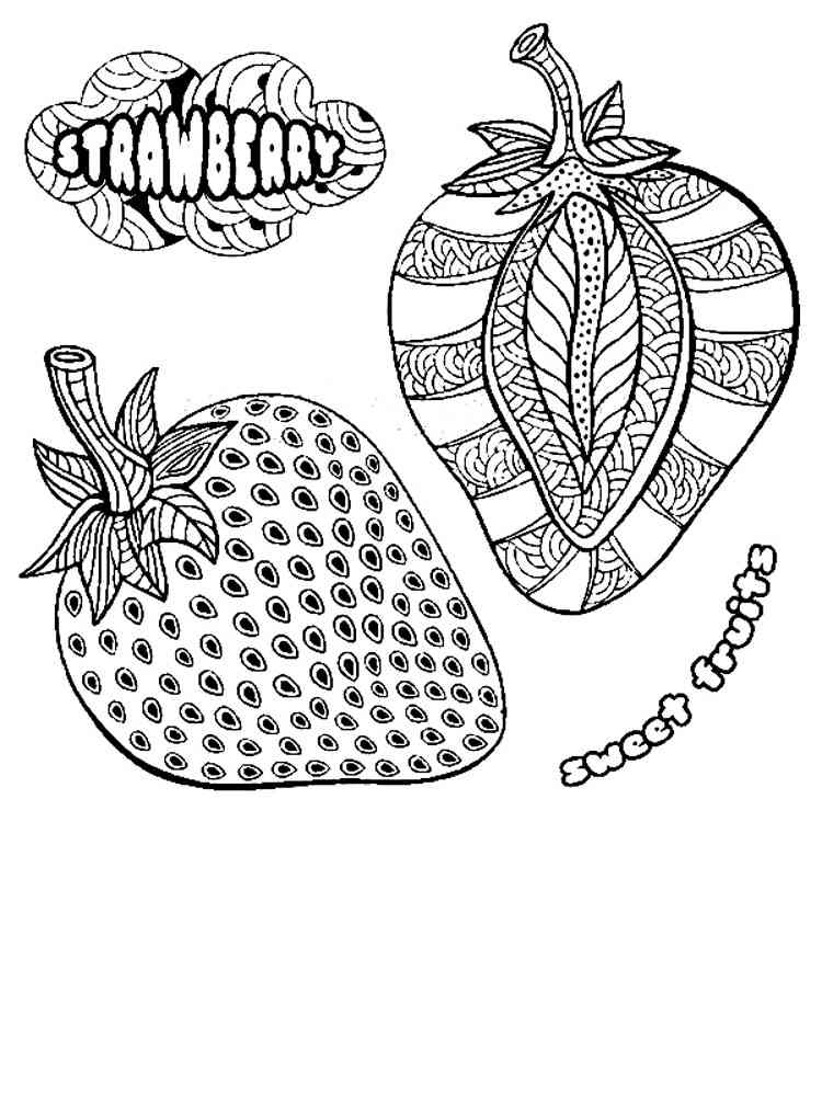 Free printable strawberry coloring pages for adults