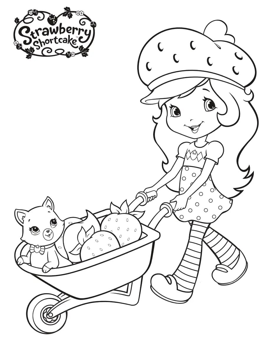 Custard and strawberry shortcake coloring page