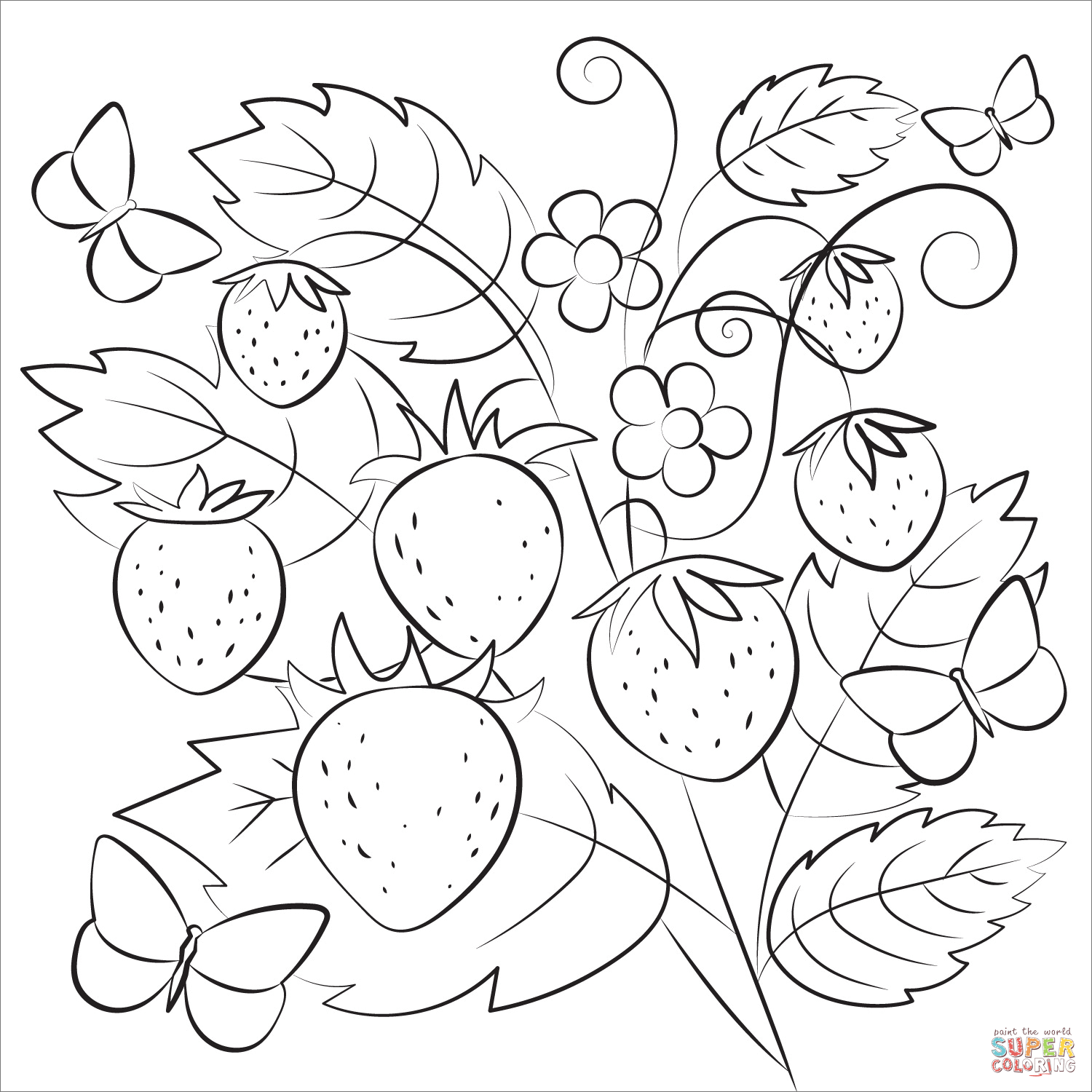 Strawberry coloring page free printable coloring pages