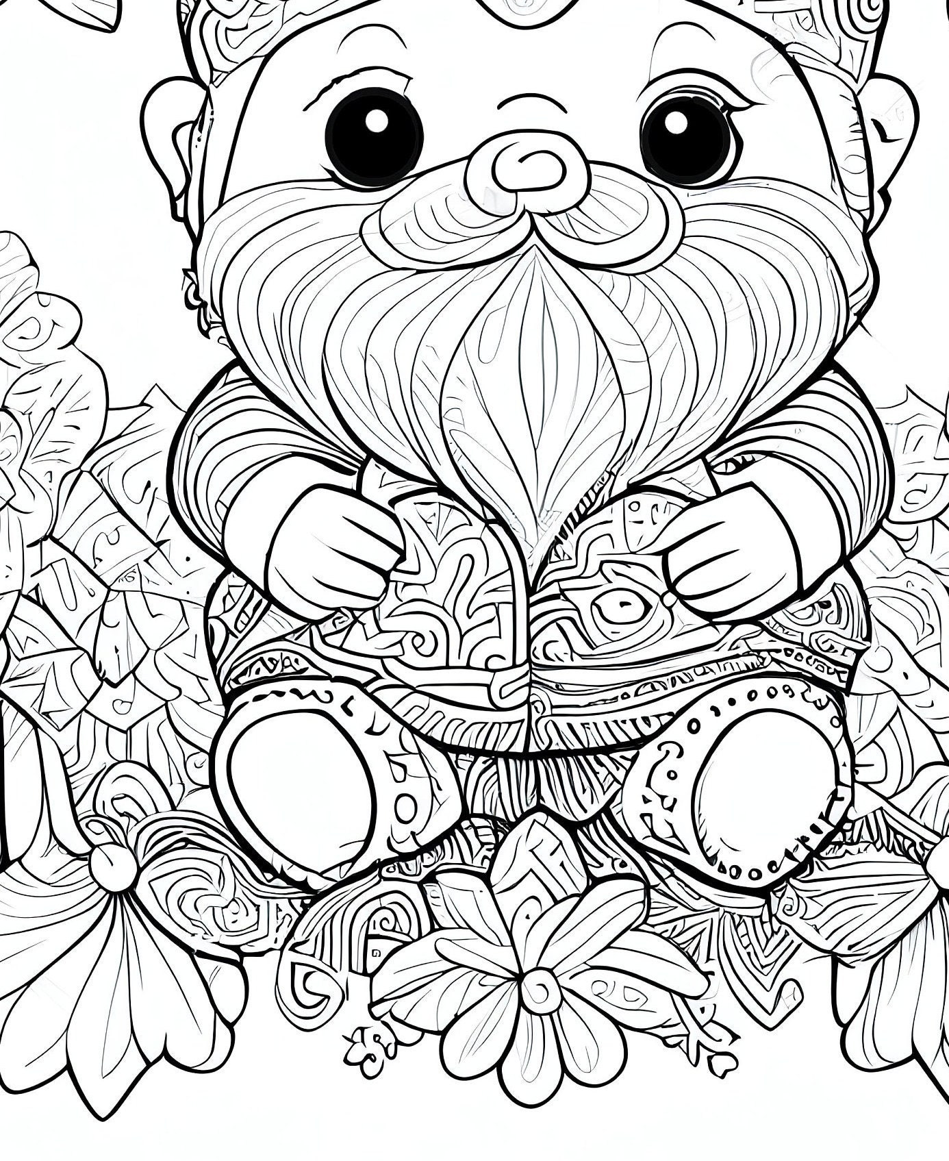 Pack stress relief coloring pages garden gnome digital print detailed mandala instant download set coloring books adults download now