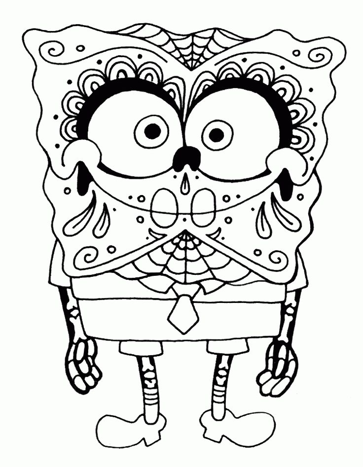 Spongebob sugar skulls coloring page skull coloring pages detailed coloring pages coloring pages to print