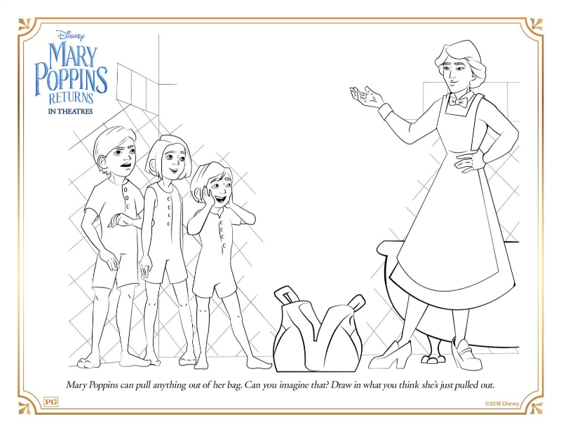 Mary poppins bag free coloring page