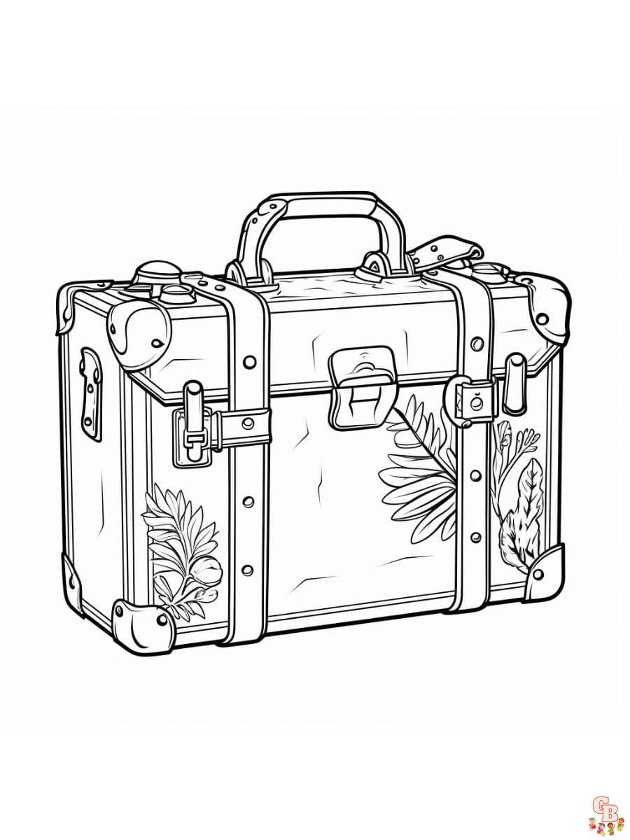 Printable suitcase coloring pages free for kids and adults