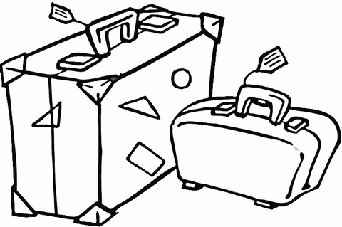 Suitcase to travel coloring page free printable coloring pages