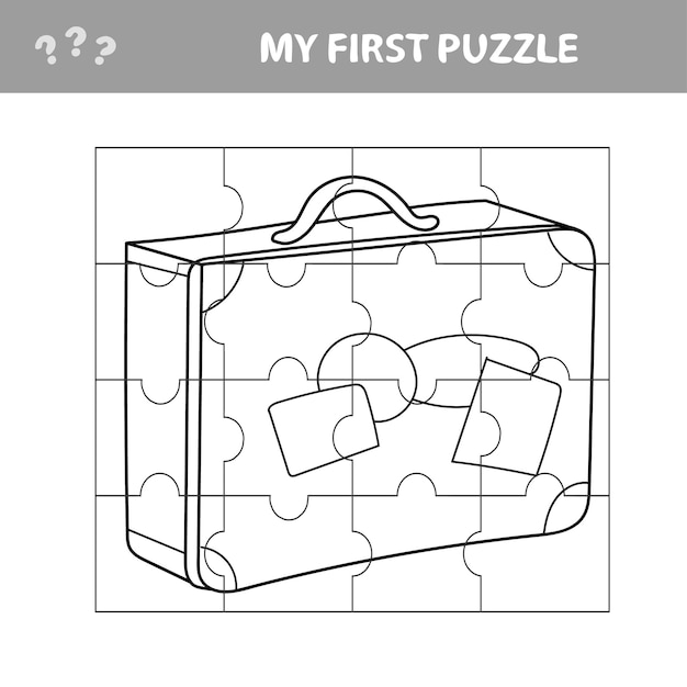 Premium vector travel suitcase jigsaw puzzle game for kids worksheet