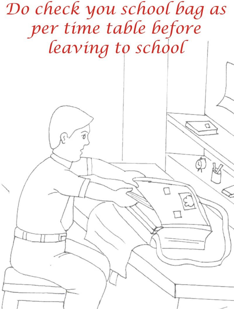 School bag coloring printable page for kids