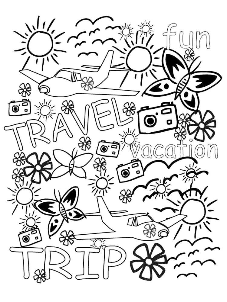 Travel coloring pages