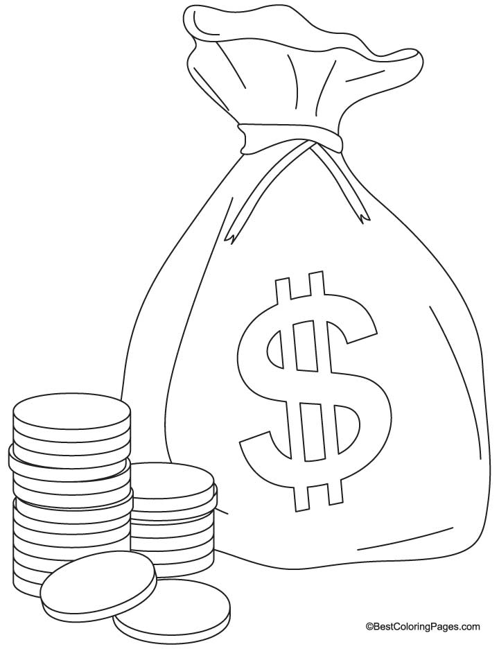 A bag of coins coloring pages download free a bag of coins coloring pages for kids best coloring pages