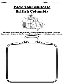 British columbia worksheet pack your suitcase by northeast education