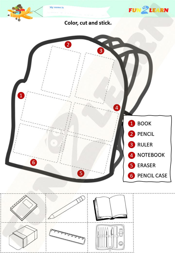 What is in your bag school supplies esl worksheet