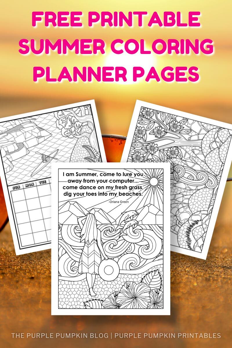 Free printable summer loring pages for adults calendar sheet