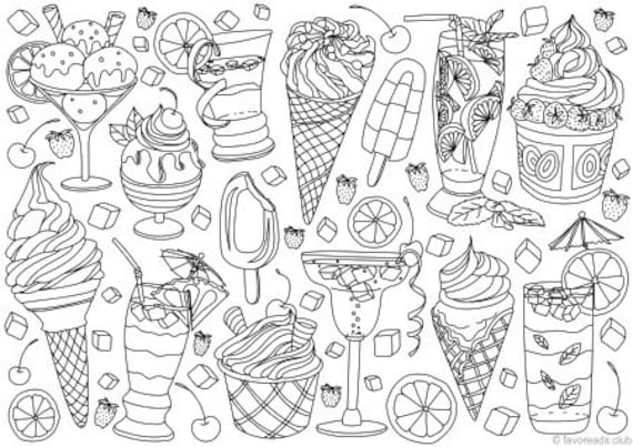 Summer treats printable adult coloring page from favoreads coloring book pages for adults and kids coloring sheets coloring designs