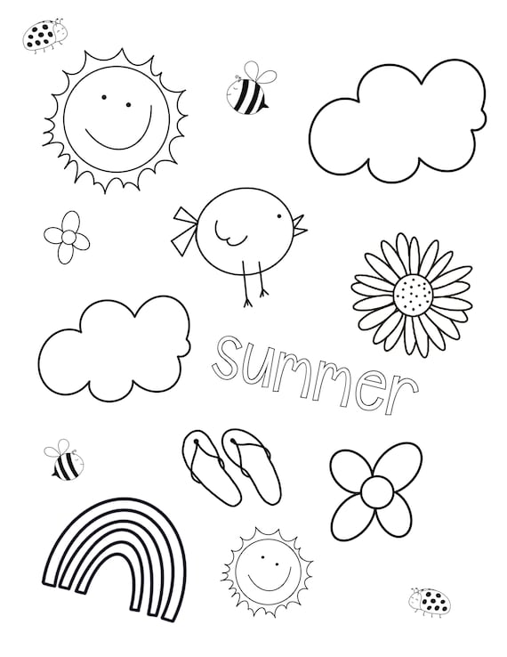 Summertime instant download printable printable coloring page