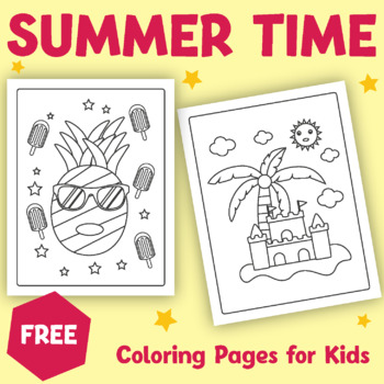 Summer time coloring sheets for kids printable pdf tpt