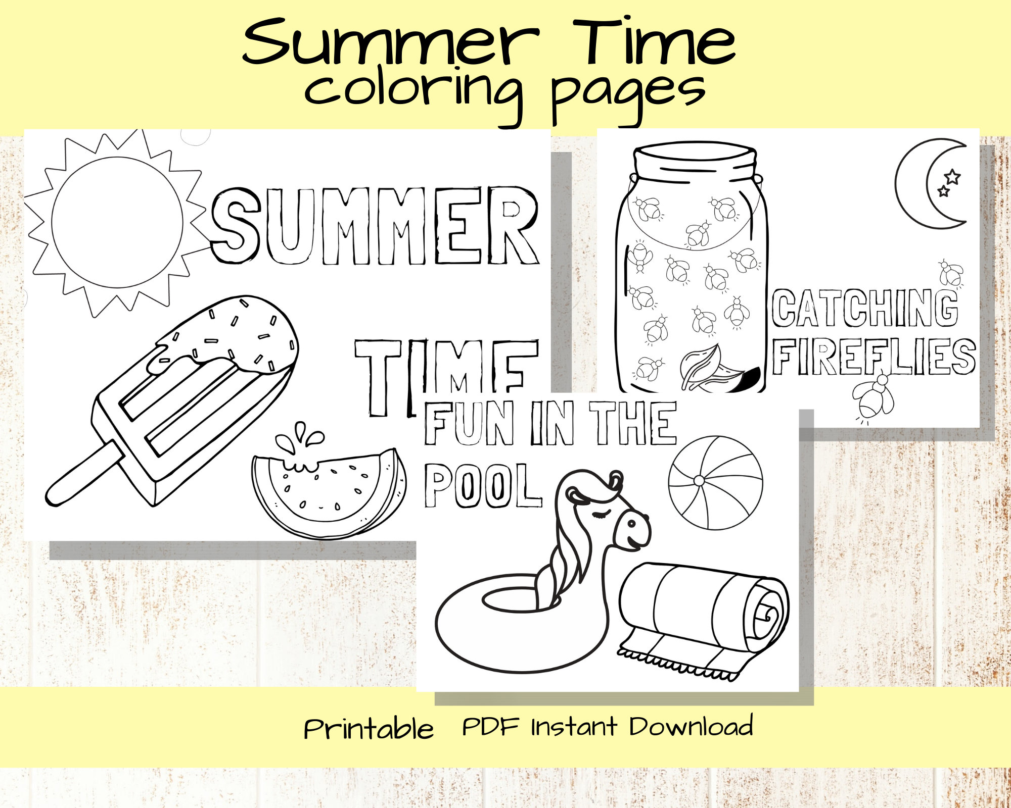 Kids printable coloring pagessummer time funsummer