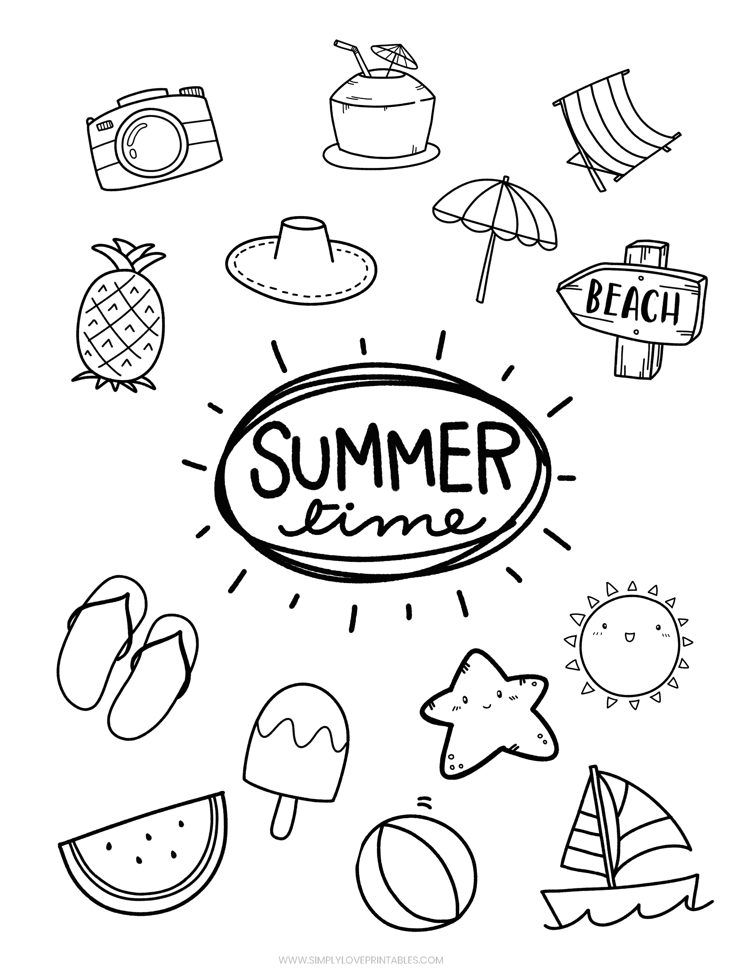 Free summer coloring pages simply love printables