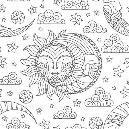 Adult coloring pages sun moon stock illustrations cliparts and royalty free adult coloring pages sun moon vectors