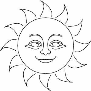 Smiling sun coloring page