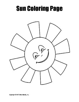 Printable sun coloring page worksheet by lesson machine tpt