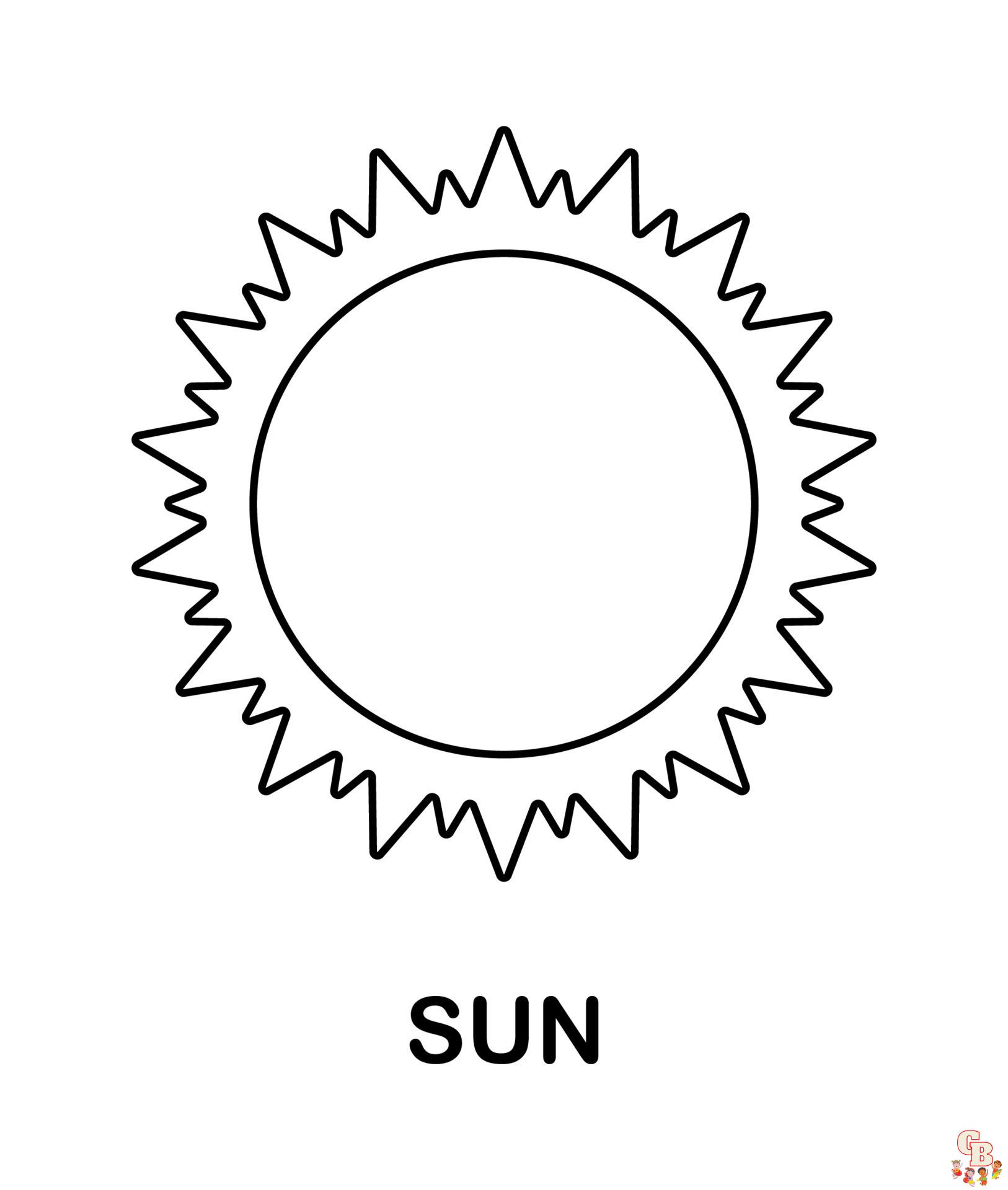 Enjoy coloring the sun with free printable sun coloring pages