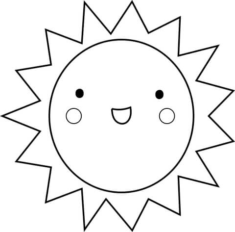 Kawaii sun coloring page free printable coloring pages