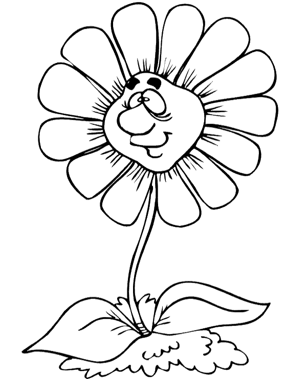 Print sunflower coloring picture for children