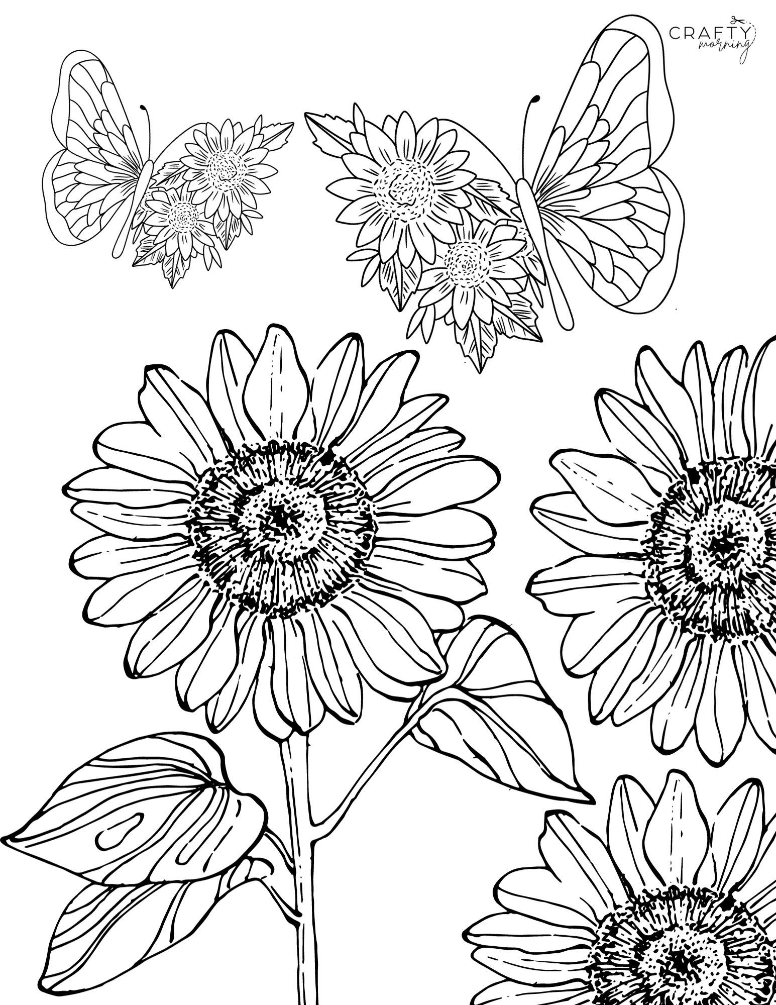 Free printable sunflower coloring pages