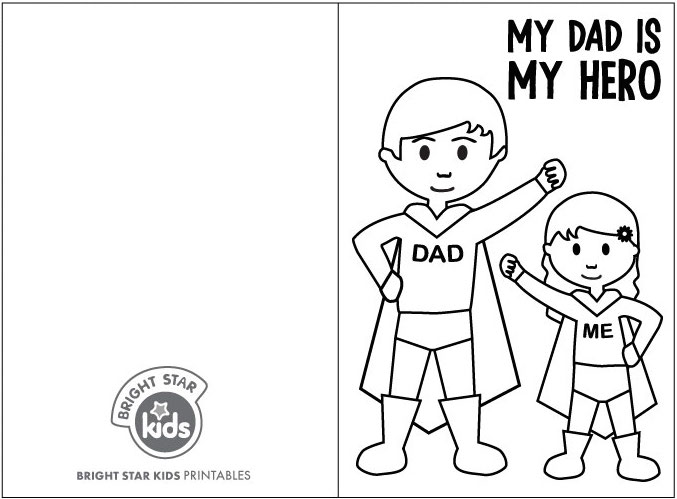 Fathers day printable super dad free colouring in card printable