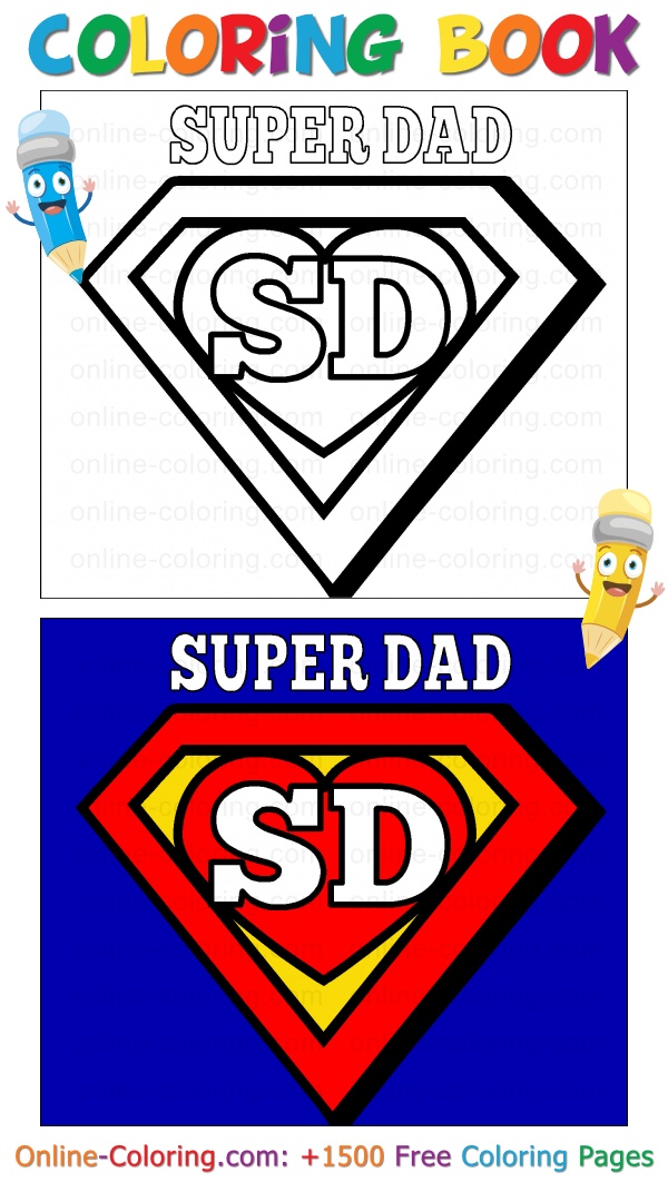 Super dad emblem free online coloring page