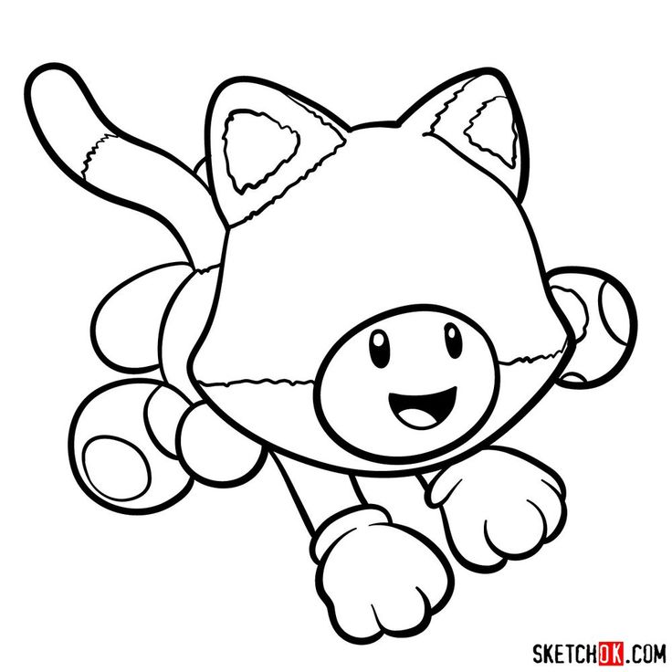 How to draw cat toadette mario coloring pages cat drawing cute coloring pages
