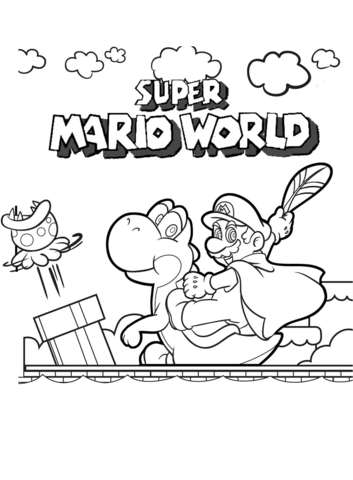 Super mario world coloring page free printable coloring pages
