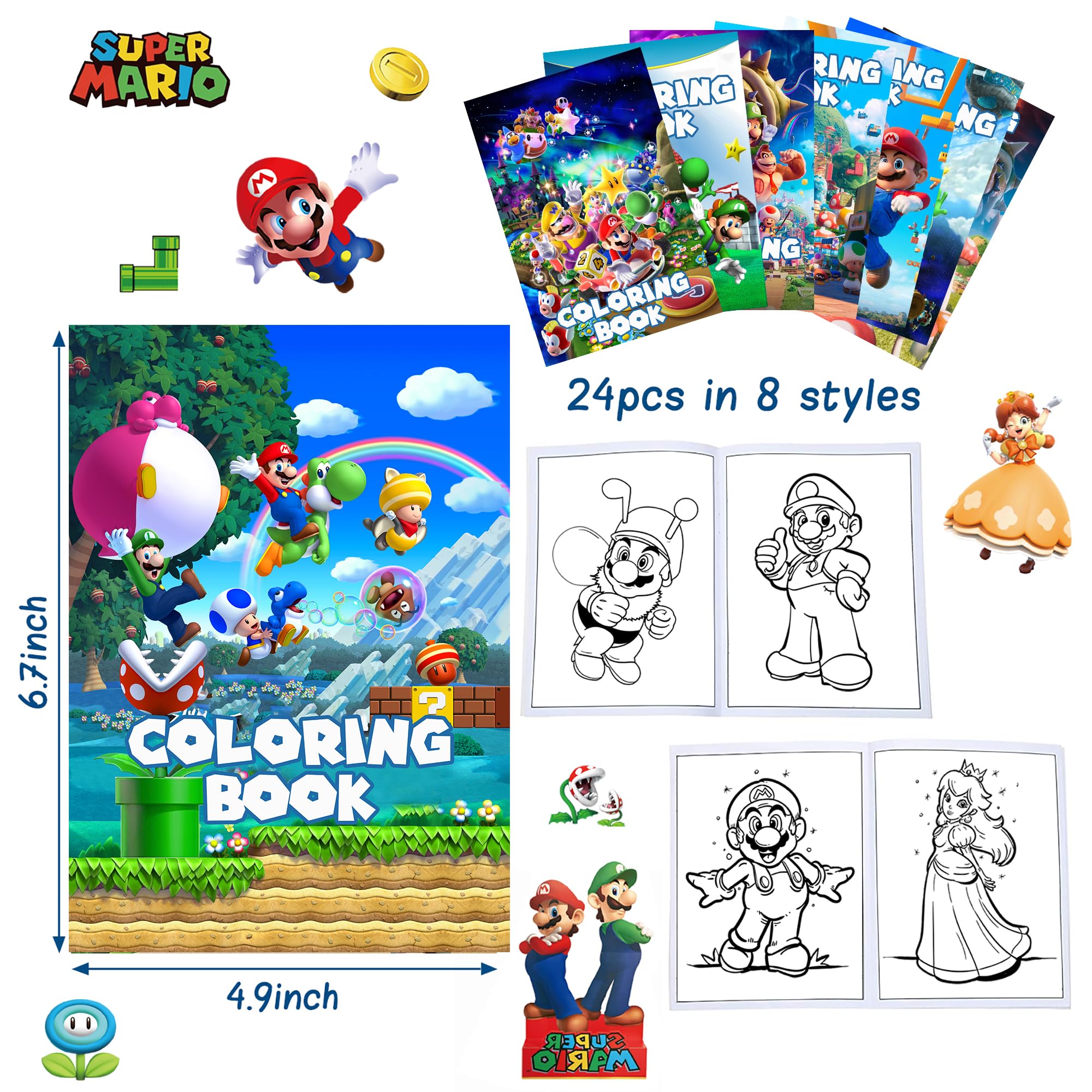 Pcs mario coloring books bulk for kids mini diy drawing book set for mario party favors birthday gifts party favors class activity supplies decorations toys games