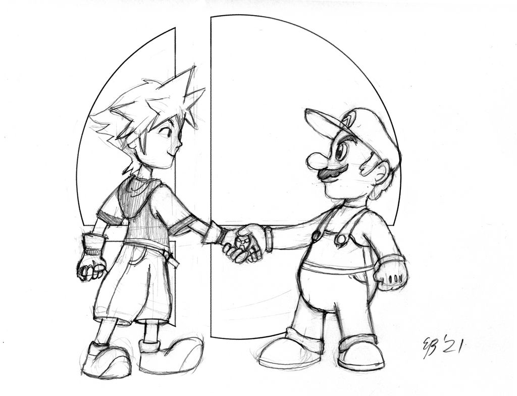 Mario meets sora for smash by cartoon