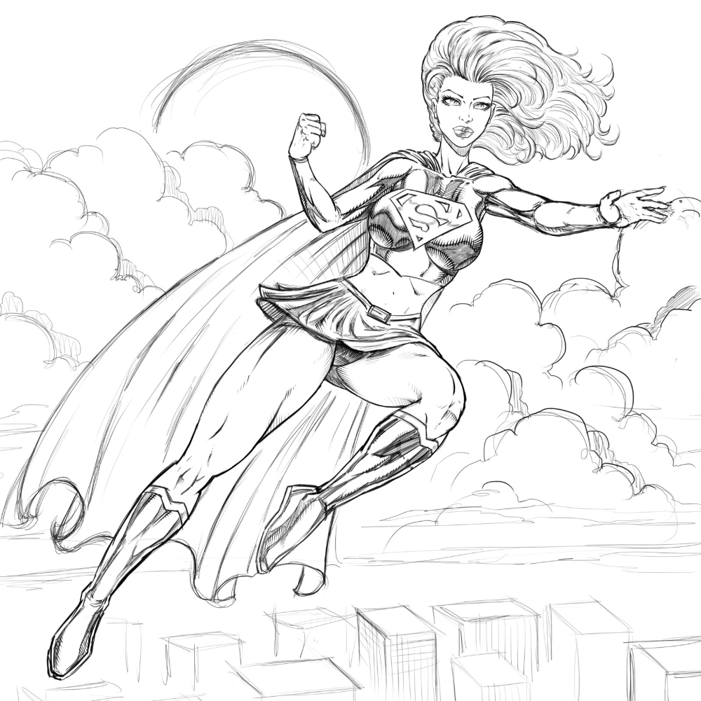 Coloring page supergirl superheroes