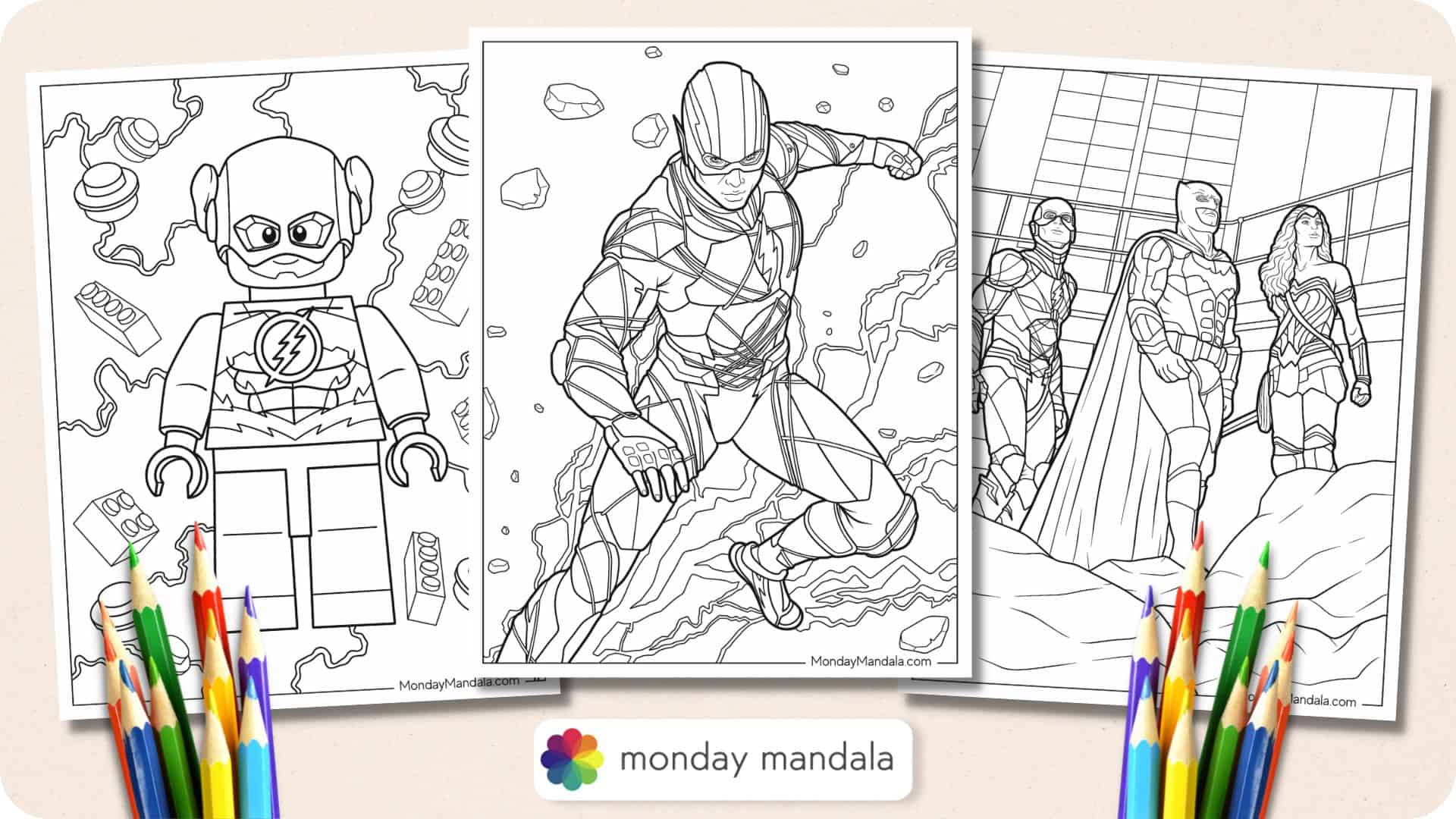 Flash coloring pages free pdf printables