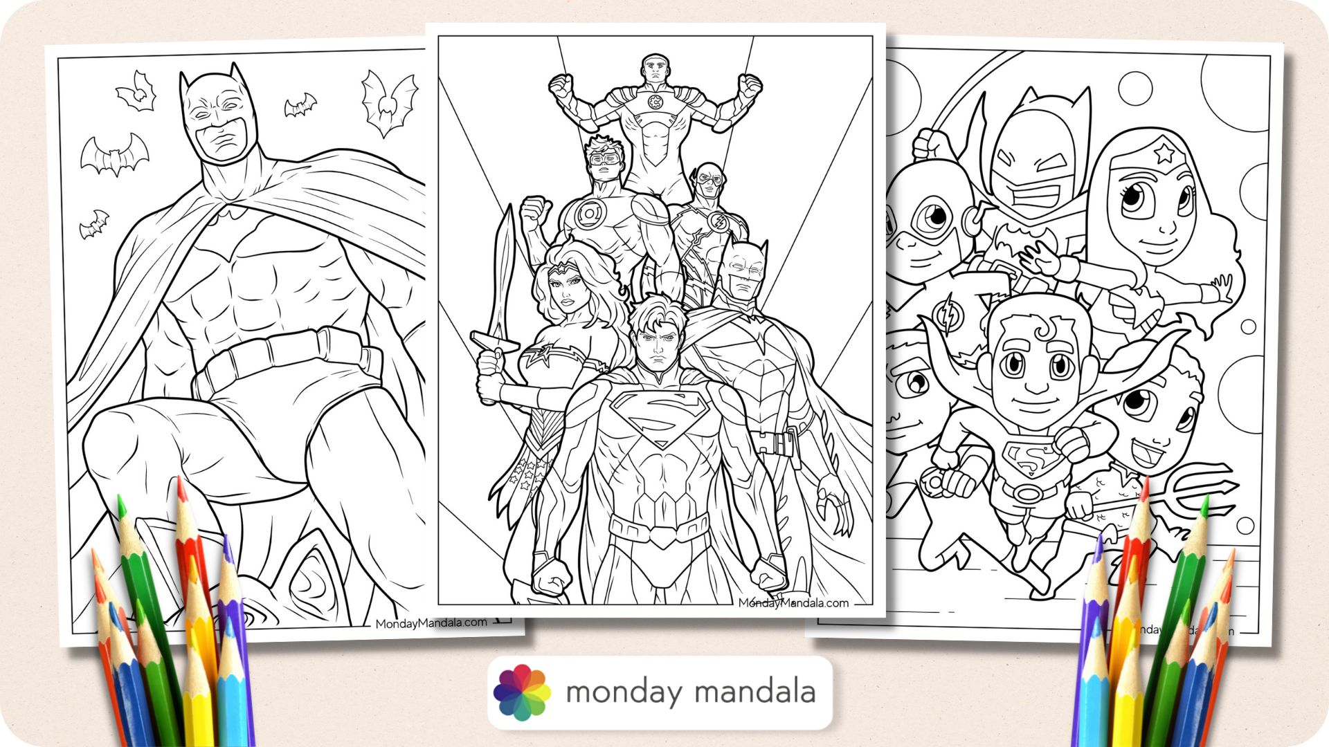 Justice league coloring pages free pdf printables